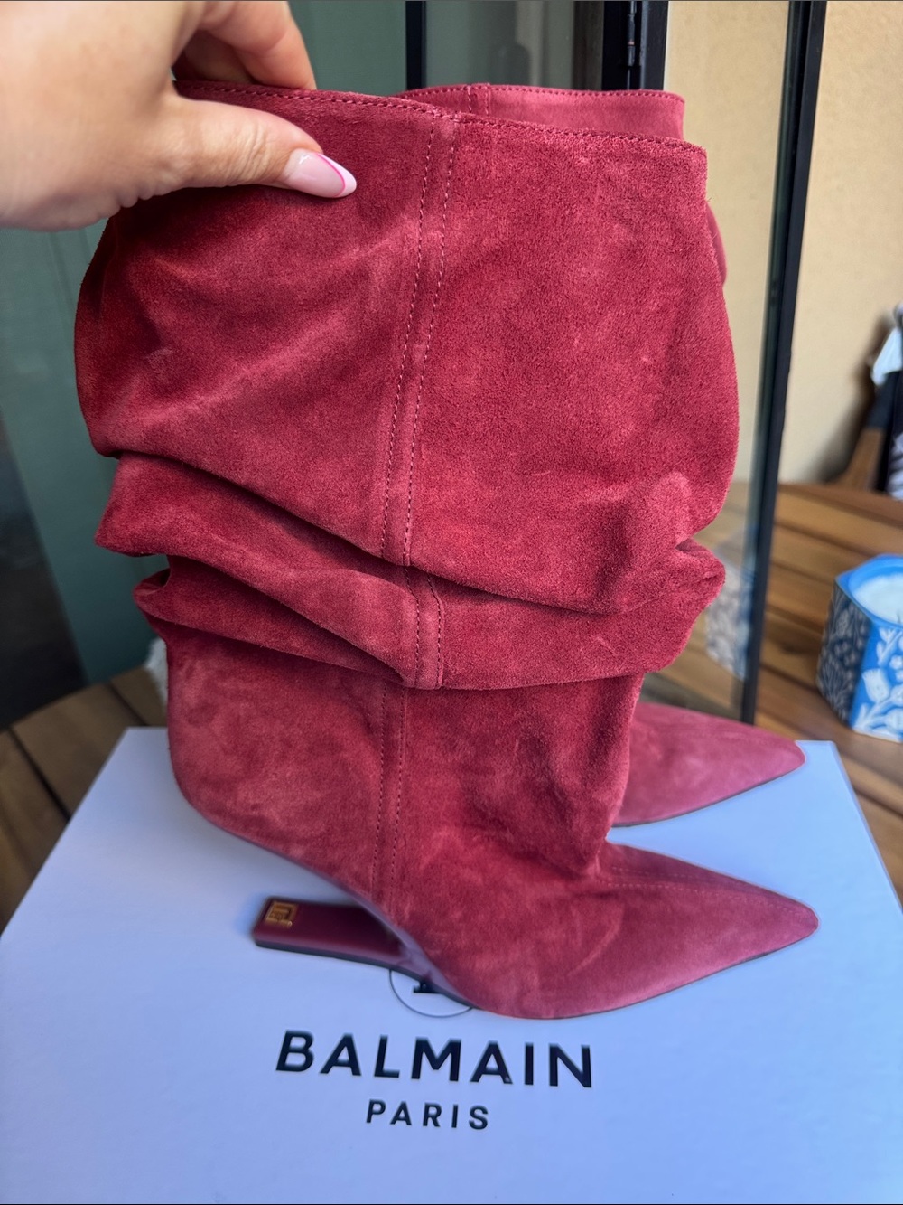 Balmain No Wedge' suede ankle boots